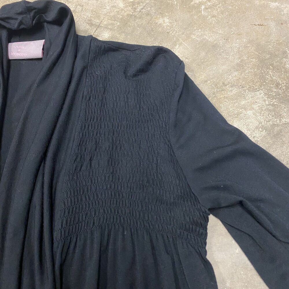 Romeo & Juliet Couture Draped Smocked Cardigan Top Womens Sz S Black - Picture 9 of 13